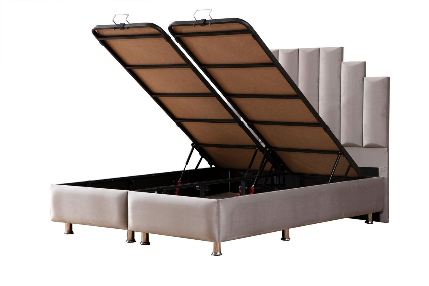 Lit Coffre NATURA GRIS - Velours