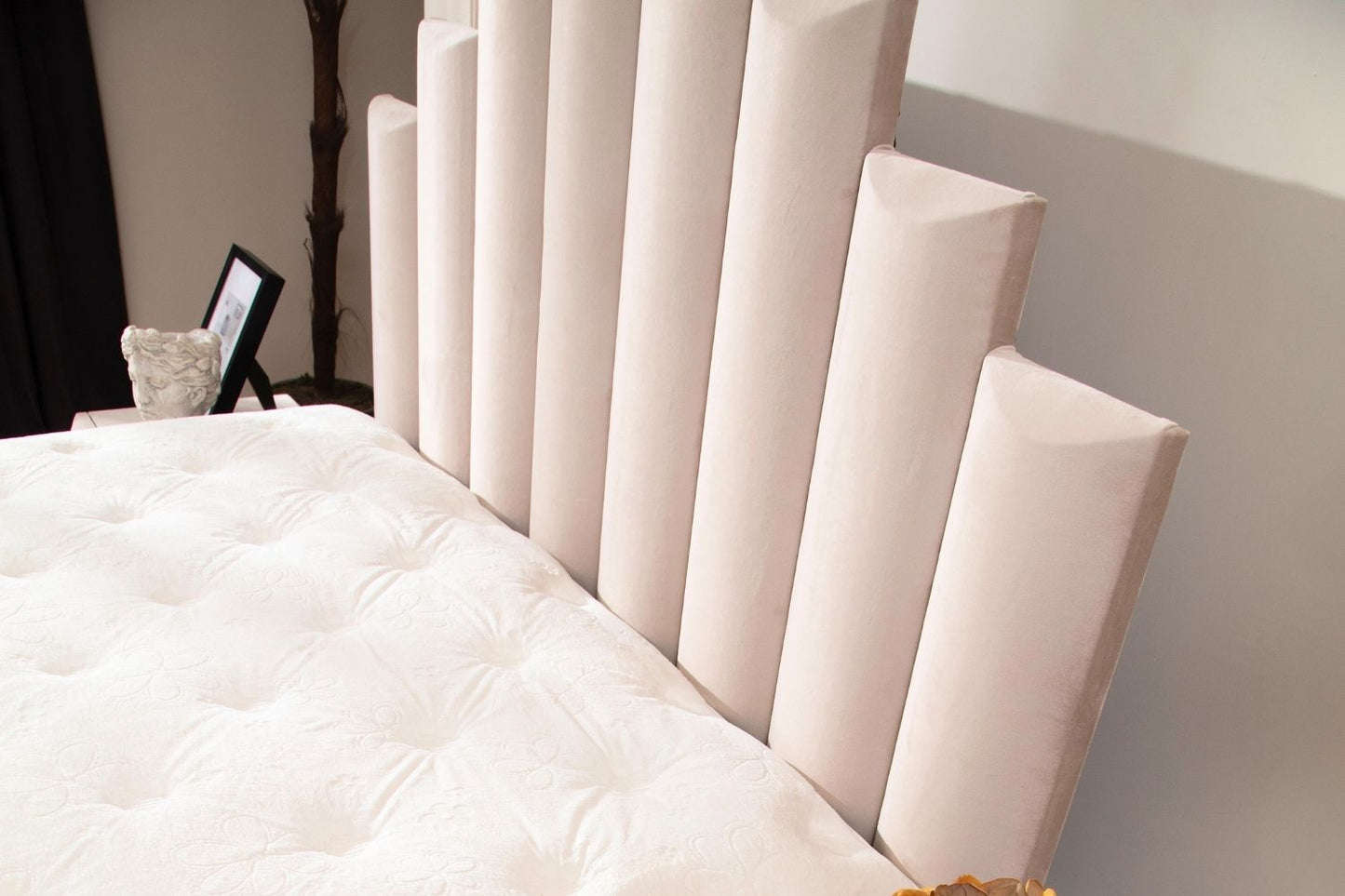 Lit Coffre NATURA BEIGE - Velours