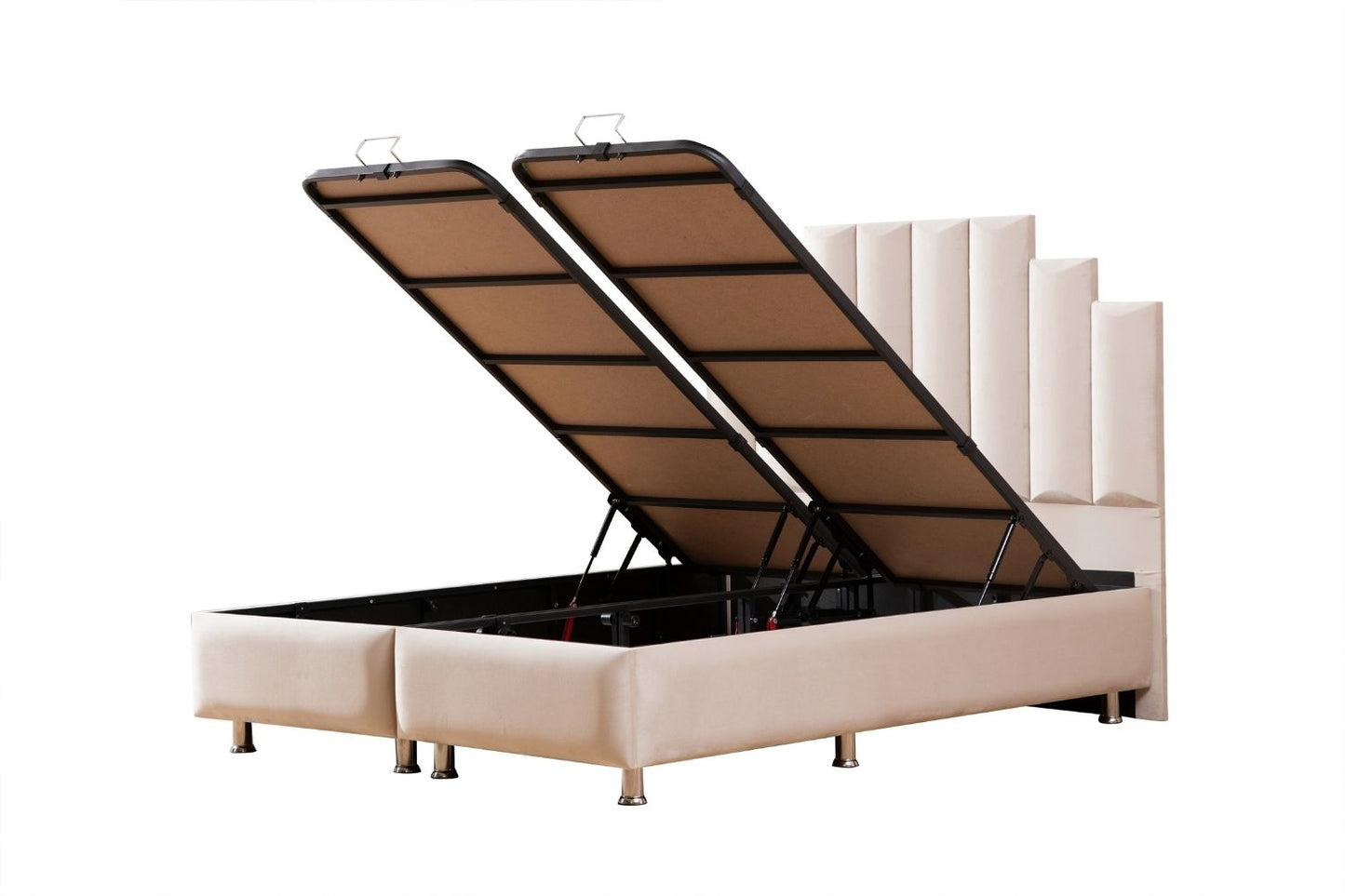 Lit Coffre NATURA BEIGE - Velours