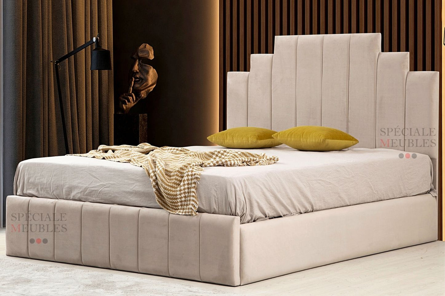 Cadre De Lit NATURA BEIGE - Velours
