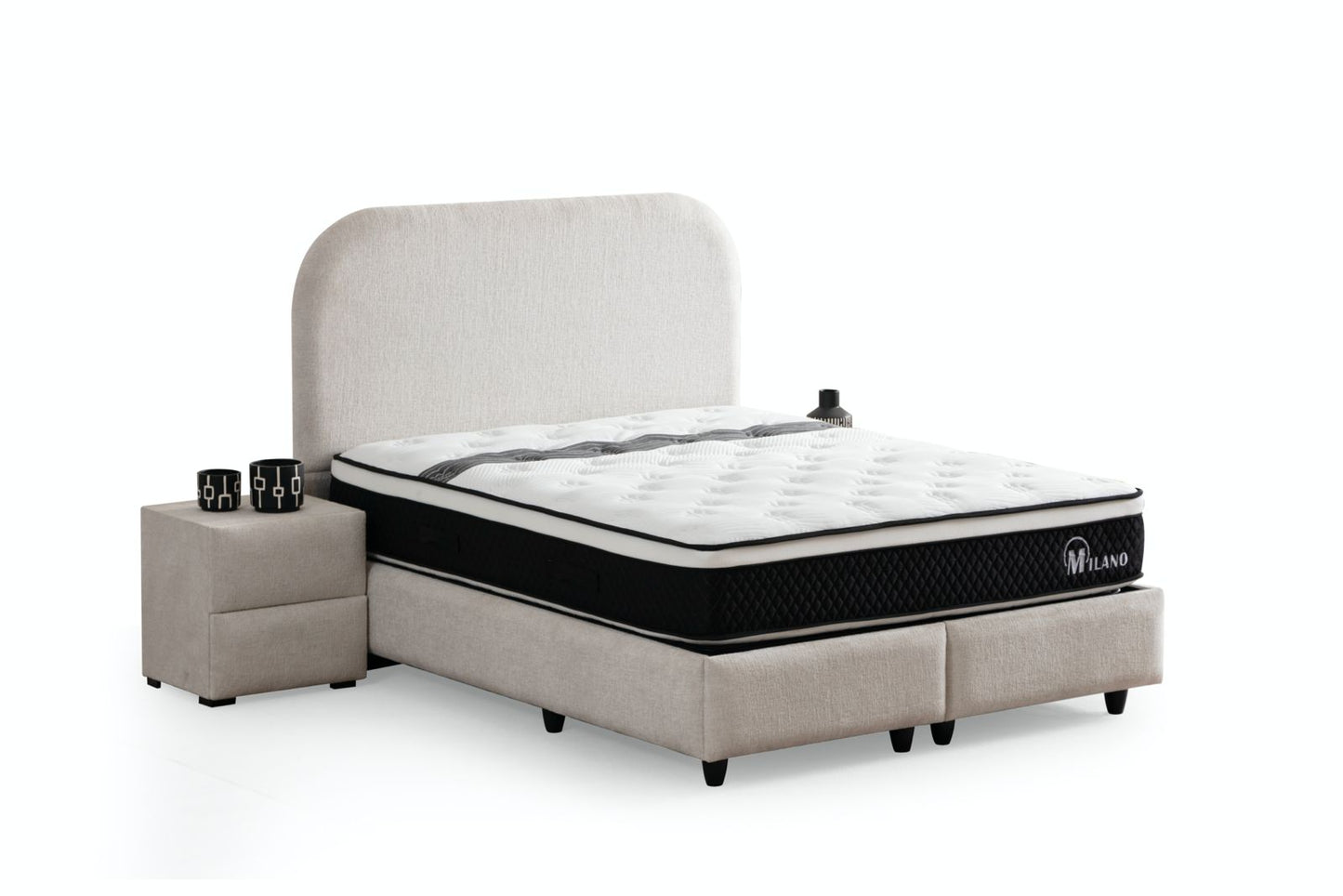 Lit Coffre Jade Chenille Blanc Cassé