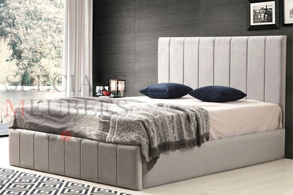 Cadre De Lit POLO GRIS - Velours