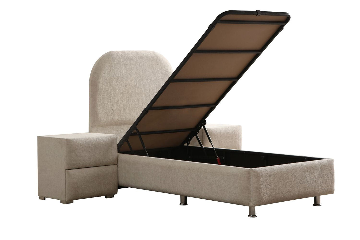 Lit Coffre Jade 1 place - tissus chenille