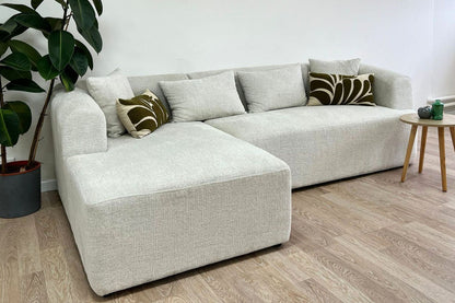 Canapé d'Angle Ela Chenille Blanc cassé