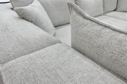 Canapé Elégance Chenille Modulable Blanc cassé 4+1 Pouf