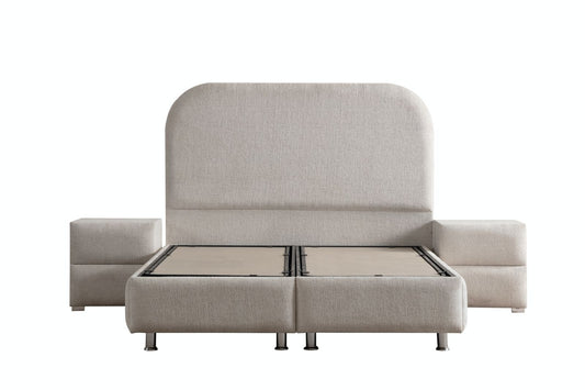 Lit Coffre Jade Chenille Blanc Cassé