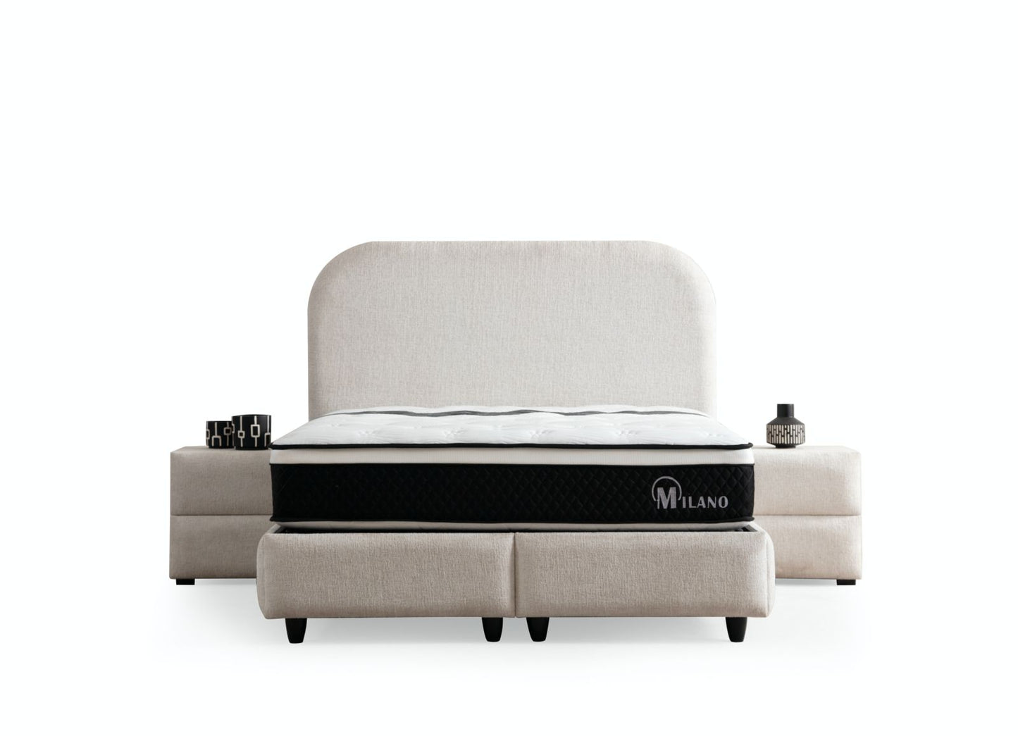 Lit Coffre Jade Chenille Blanc Cassé